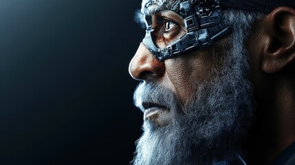 Aging Cyborg with Futuristic Implants
