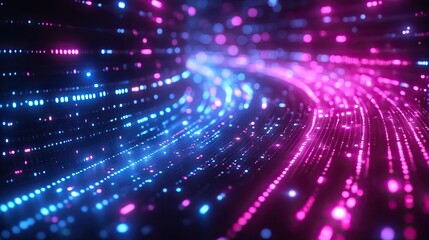 Obraz premium An abstract background with neon lights in blue and purple creates a vibrant technological atmosphere.