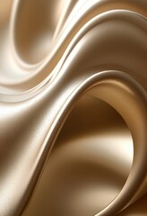 Abstract, flowing golden silk waves with smooth textures and shimmering metallic sheen for elegant...