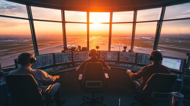 Air Traffic Control at Sunset