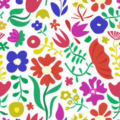 Seamless Colorful Floral Vector Pattern – Bright Botanical Design