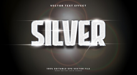 Obraz premium 3D Modern Silver futuristic editable text style Template with flair effect