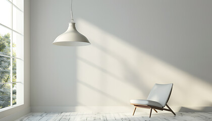 Stylish white pendant lamp in light room