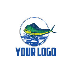 vector logo jump mahi-mahi sport fishing