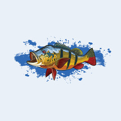 vector logo Peacock Bass fish
