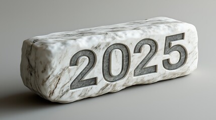 Obraz premium Carved marble 2025 numbers with elegant veining