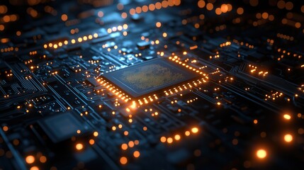 Obraz premium An abstract circuit design depicting cyberspace created with advanced technology.