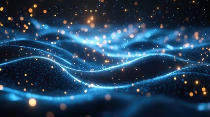 Fototapeta premium An abstract cyan technology background featuring network connections and glowing particles.
