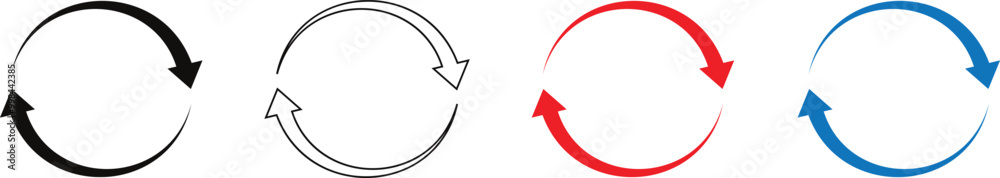 Poster set of rotate arrow symbol. outline rotate arrow vector illustration.