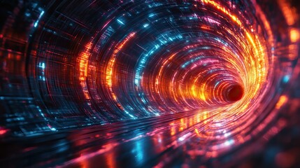 An abstract design focused on speed and motion, reflecting science, futuristic energy, and modern technology concepts in 3D.
