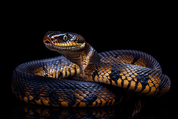 Obraz premium snake reptile looking on black background