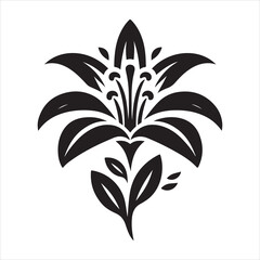 Icon of Black Silhouette Lily Flower Logo