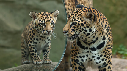 Jaguar and a mirror