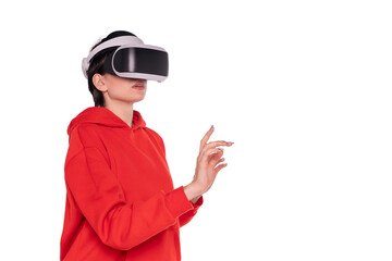 Immersive Virtual Reality Experience Embraced by User in  Bright Hoodie