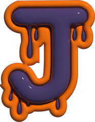 3D Halloween Alphabet J