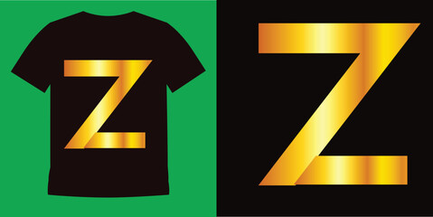 Print  Creative elegant trendy unique artistic silver and gold color Z initial based Alphabet icon logo. Initial letter Z logo template. Luxury Z logo template