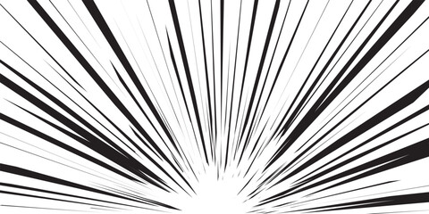 Obraz premium Manga background. Comic anime black lines on white. Fast speed lines movement effect frame. Superhero action. Horizontal vector illustration.