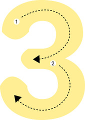Tracing number. Mathematic clipart.