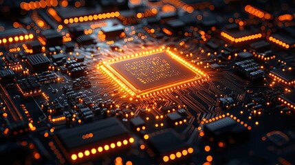 Obraz premium An abstract high-tech circuit board illustration, representing advanced computer digital technology concepts.