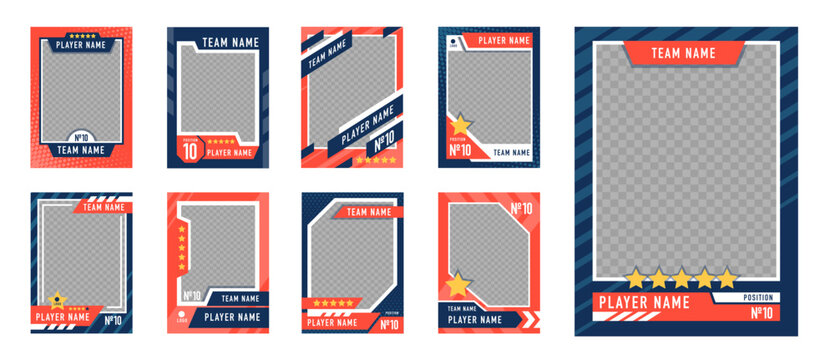 Sport trading card template set