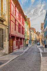 Colorful medieval houses at Troyes, France