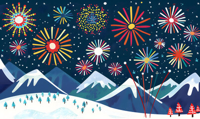 Obraz premium New Year and Christmas graphic advertising background