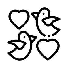 wedding birds line icon
