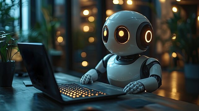 An AI chatbot converses with a businessman, providing intelligent solutions and enhancing business task efficiency.