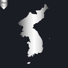 Abstract - High Detailed Silver Map of Korea. Vector illustration eps10.	
