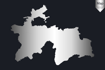 Obraz premium Abstract - High Detailed Silver Map of Tajikistan. Vector illustration eps10. 