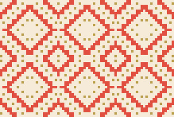 Fototapeta premium Ethnic Style Geometrical Patternfolk Embroidery, Aztec Geometric Ornament Print. Design for Carpet, Wallpaper, Clothing, Wrapping, Fabric