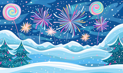 New Year and Christmas graphic advertising background