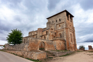 Church of Santiago Apostol in the Villamoron neighborhood in Villegas from the 13th century. Gothic. Burgos, Castile and Leon, Spain.