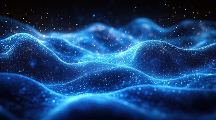 An elegant technology background featuring abstract waves with blue light, representing a corporate theme with a digital effect.