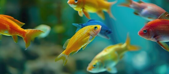 Naklejka premium Fish With Colorful Colors Various Lives That Swim In The Pool