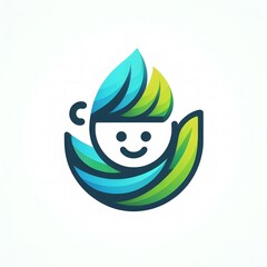 Obraz premium AI Generate of Happy Tea Leaf. Vector, Logo, Symbol, Abstract.