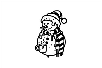 Snowman vector illustration. Snowman Icon Vector Illustration. Snowman Silhouette Vector Illustration.