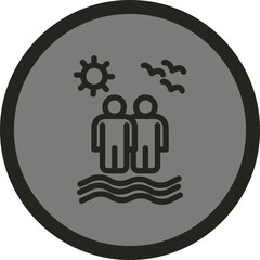 Couple In Beach Icon Design