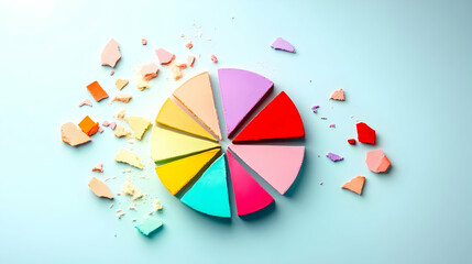 Obraz premium Colorful Pie Chart with Pieces Falling Off