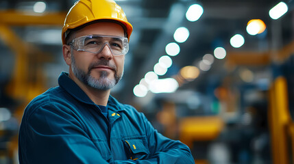 An engineer of middle age performs quality control checks at a production facility