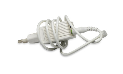 Old mobile charger white background