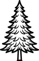 Single Spruce tree silhouette flat icon, vector illustration on white background.