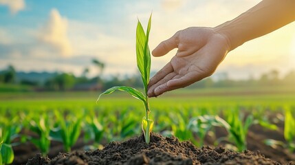 Sugar cane farmer using sustainable farming methods in tropical fields, sugar cane farming, eco-friendly practices
