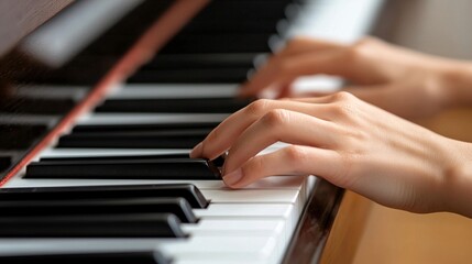 Obraz premium Close-up of hands playing piano keys