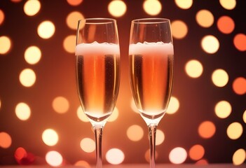 Two champagne glasses being held up in a toast