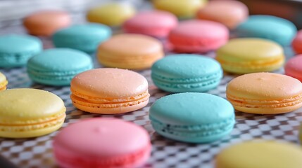 Colorful Macarons Being Decorated in a Bright Kitchen During a Fun Baking Activity