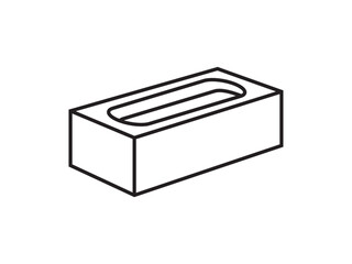 Outline cement cinder Block Isolated on White Background. Editable stroke.