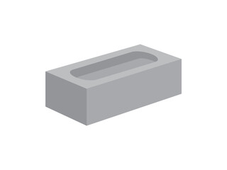 Fototapeta premium Gray Cement Cinder Block Isolated on White Background.