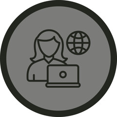 Remote Female Worker Icon Design