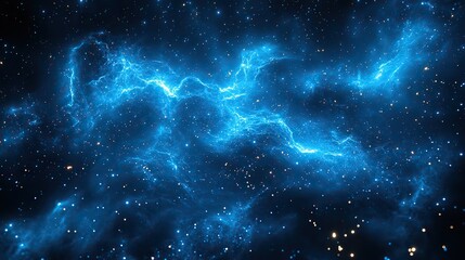 Obraz premium Technology and data connections are depicted in an abstract electric blue pattern resembling a starry sky.
